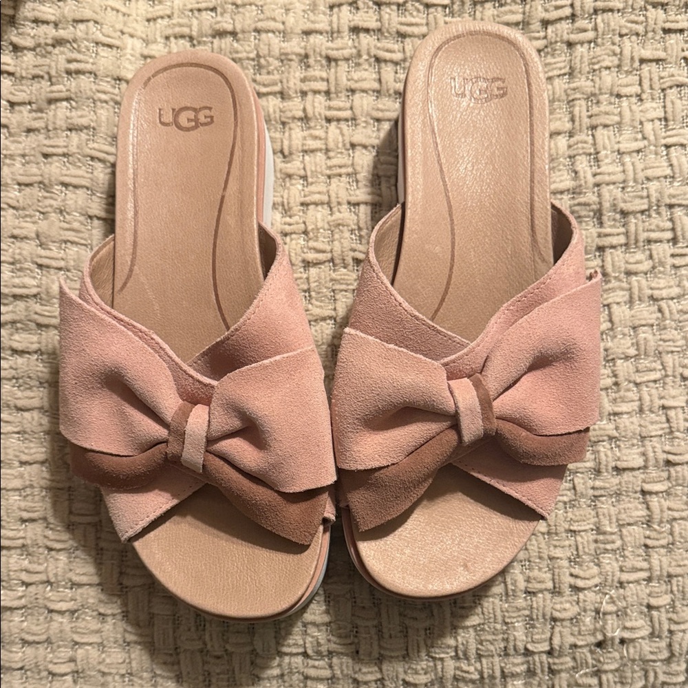 UGG Women's Blush Suede Bow Mules